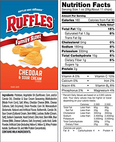 Ruffles Cheddar & Sour Cream, 2 1/8oz (24 Pack)