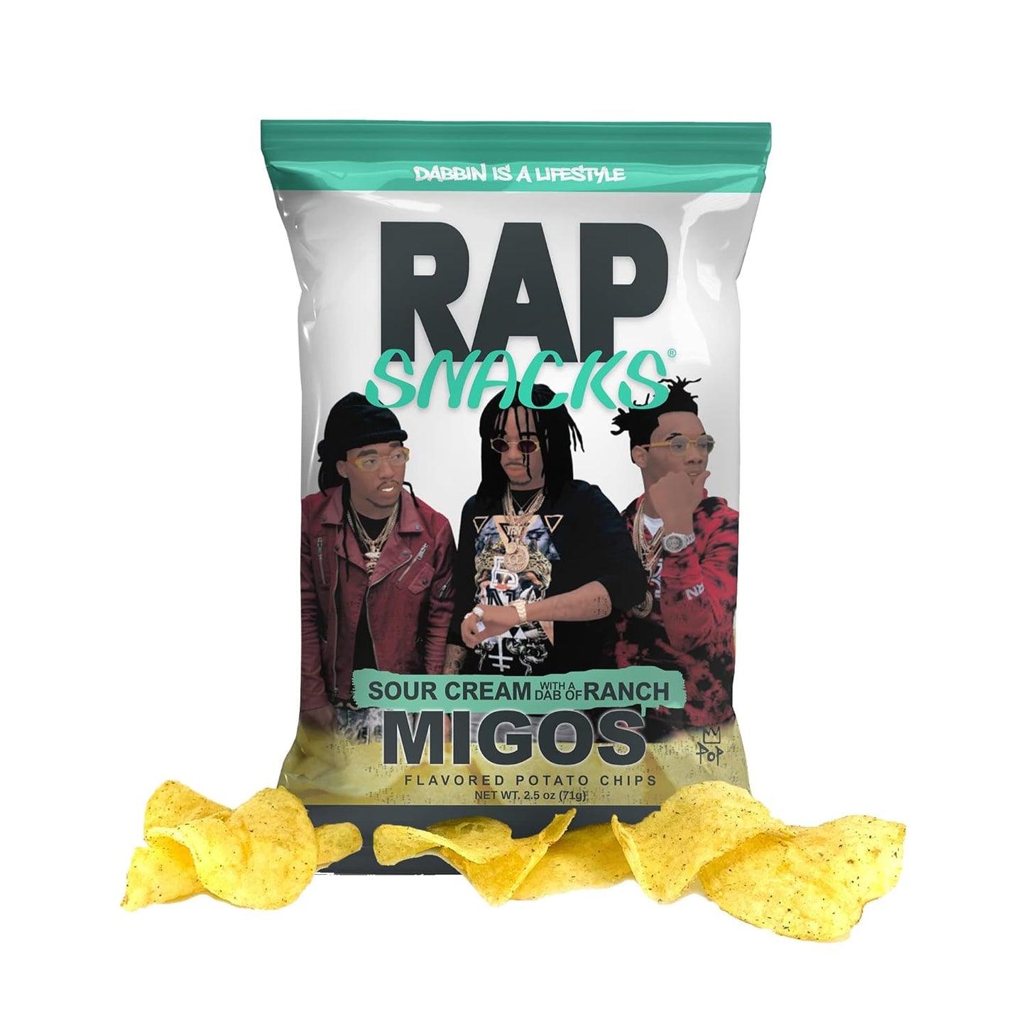 Rap Snacks Migos Sour Cream with a Dab of Ranch Potato Chips 2.5 Oz