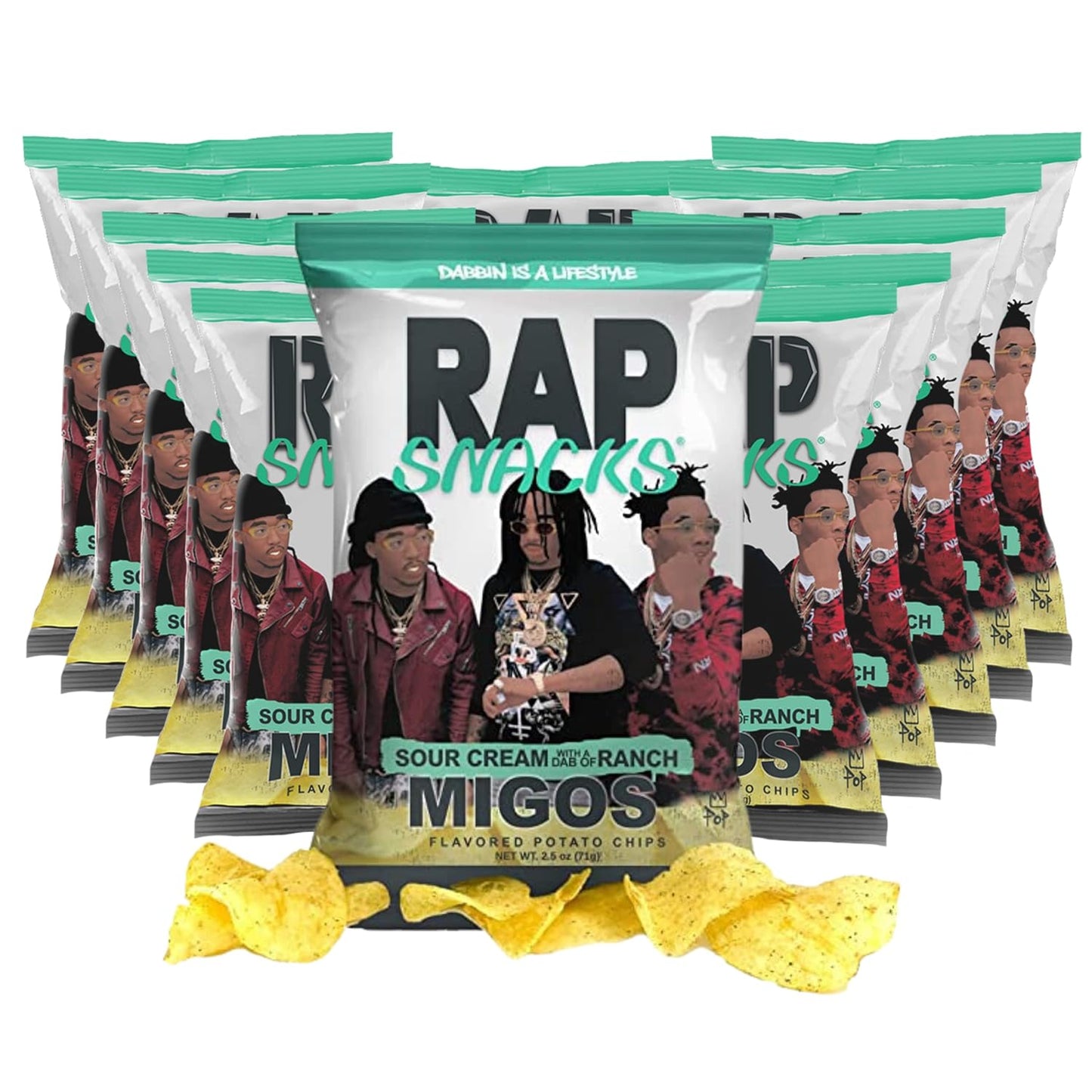 Rap Snacks Migos Sour Cream with a Dab of Ranch Potato Chips 2.5 Oz