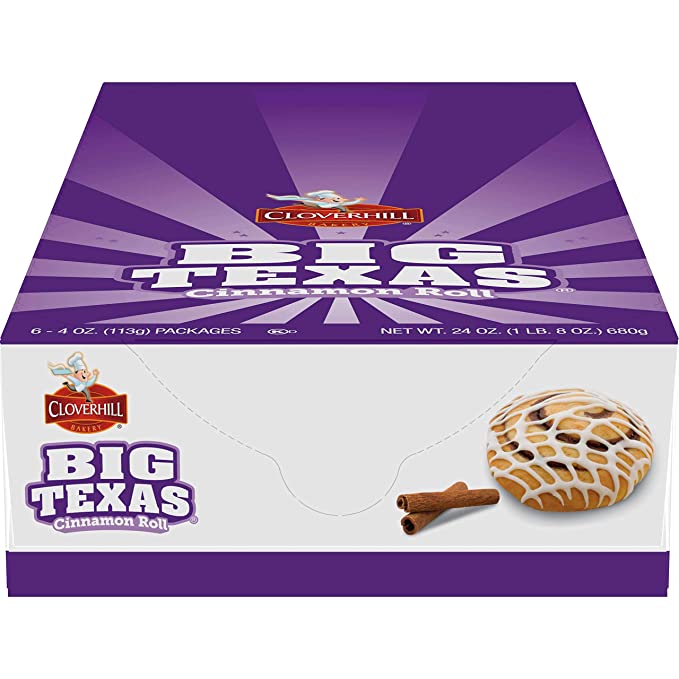 Cloverhill Big Texas Single Serve Cinnamon Roll, 4oz (6 Pack)