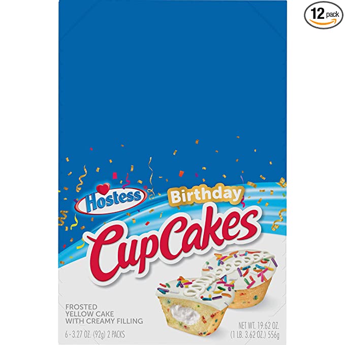 Hostess Birthday Cupcakes, 3.27 Oz 6 Count (12 Total Cupcakes)