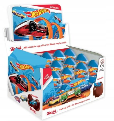 Zaini Hot Wheels Surprise Milk Chocolate Eggs with Prize Inside 24 Eggs Box