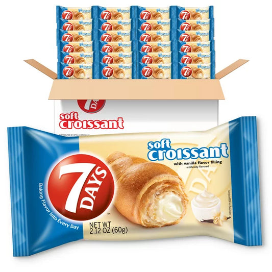 7Days Soft Croissant, Vanilla, Breakfast Pastry Snacks (6 Pack)