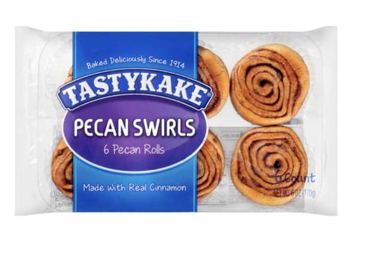 Tastykake Pecan Swirls, Cinnamon and Pecan Filled Value Snacks, 6 oz, 6 Count