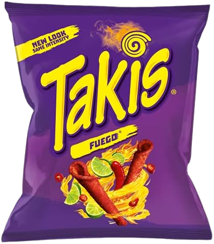 Takis Fuego® Hot Chili Pepper & Lime (Artificially Flavored Tortilla Chips) 4oz (113.4g) (20 Pack)