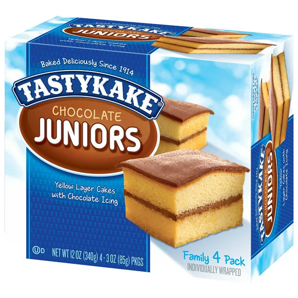 Tastykake Chocolate Juniors, 4 Count, Individually Wrapped Snack Cakes