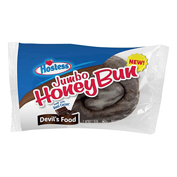 Hostess Jumbo Devil`s Food Honey Buns, 4.75 Ounce, 6 Count