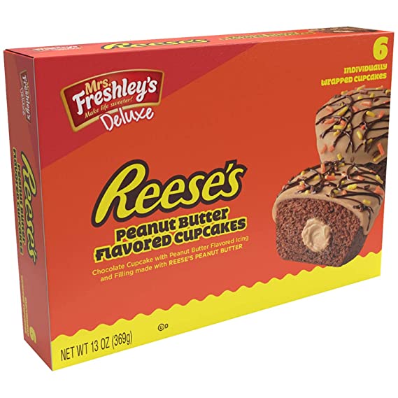 Mrs. Freshley's Deluxe Reese's Peanut Butter Flavored Cupcakes, 13oz 6 Pack