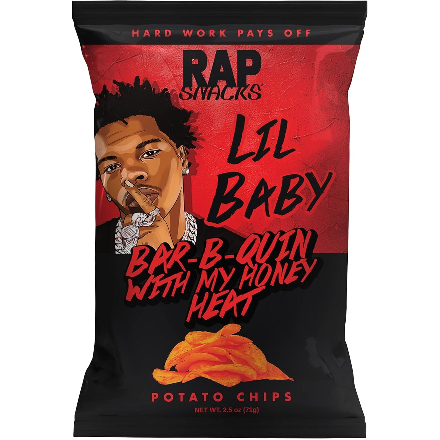 Rap Snacks Lil Baby Bar-B-Quin' With My Honey Heat Potato Chips 2.5 Oz