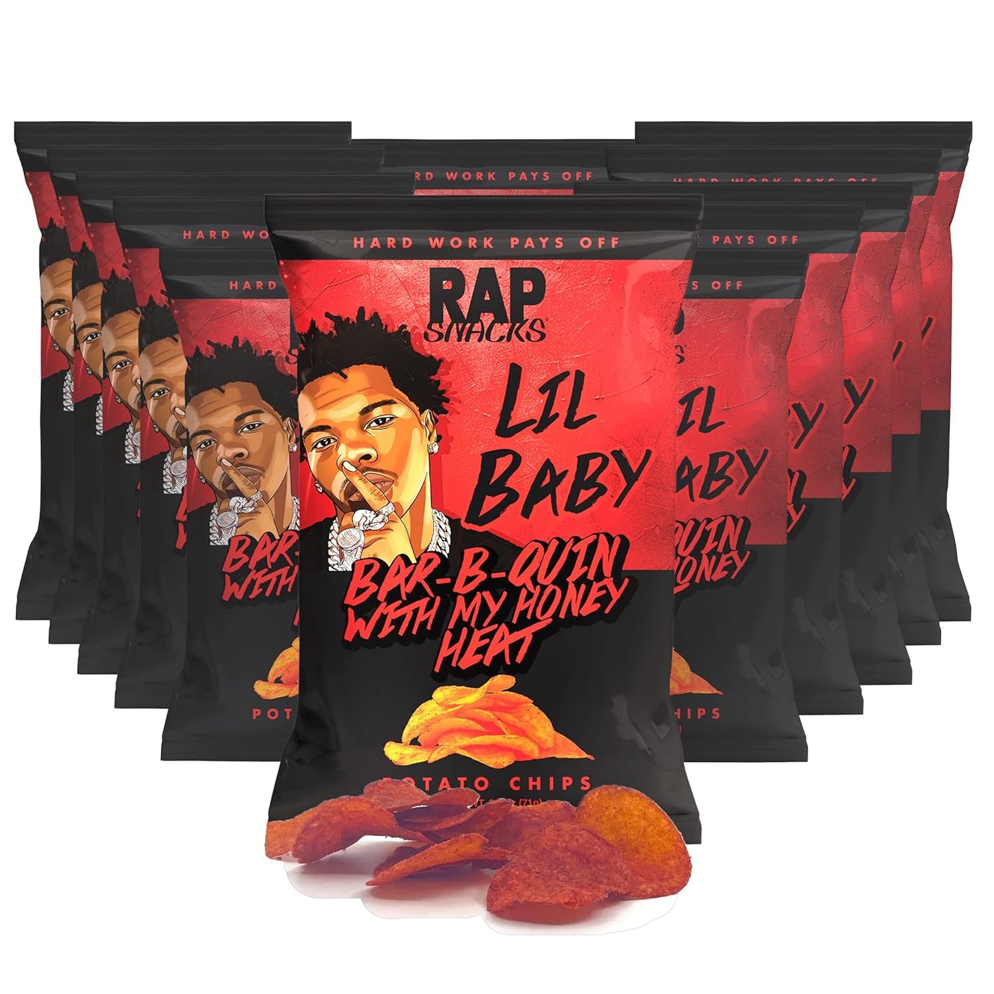 Rap Snacks Lil Baby Bar-B-Quin' With My Honey Heat Potato Chips 2.5 Oz