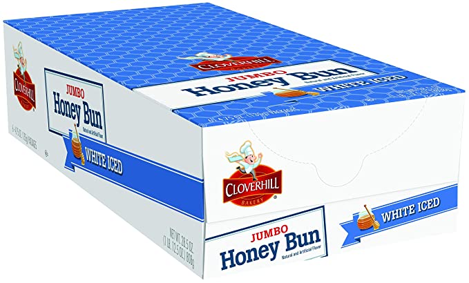 Cloverhill Jumbo Honey Bun, White Iced, Individually Packaged, (6 Pack)