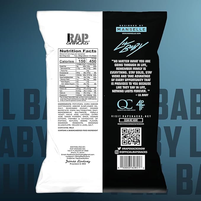 Rap Snacks Lil Baby All in Potato Chips 2.5 Oz Bag