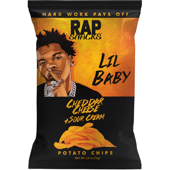 Rap Snacks  Cheddar & Sour Cream - LIL BABY  Potato Chips 2.5 Oz Bag