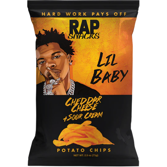 Rap Snacks  Cheddar & Sour Cream - LIL BABY  Potato Chips 2.5 Oz Bag