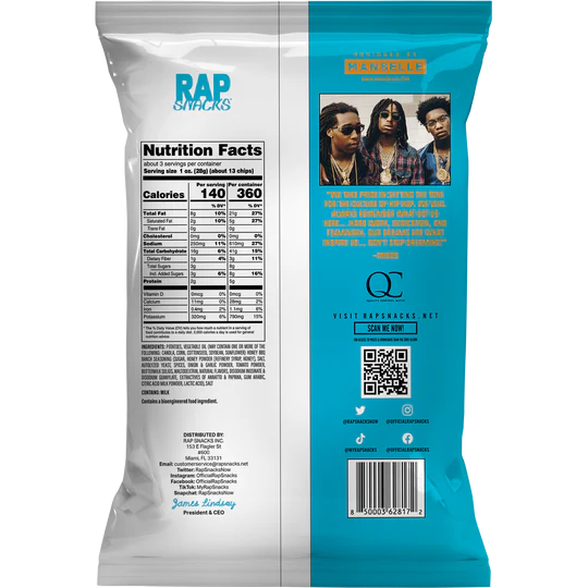 Rap Snacks BBQ & RANCH - MIGOS Potato Chips 2.5 Oz Bag