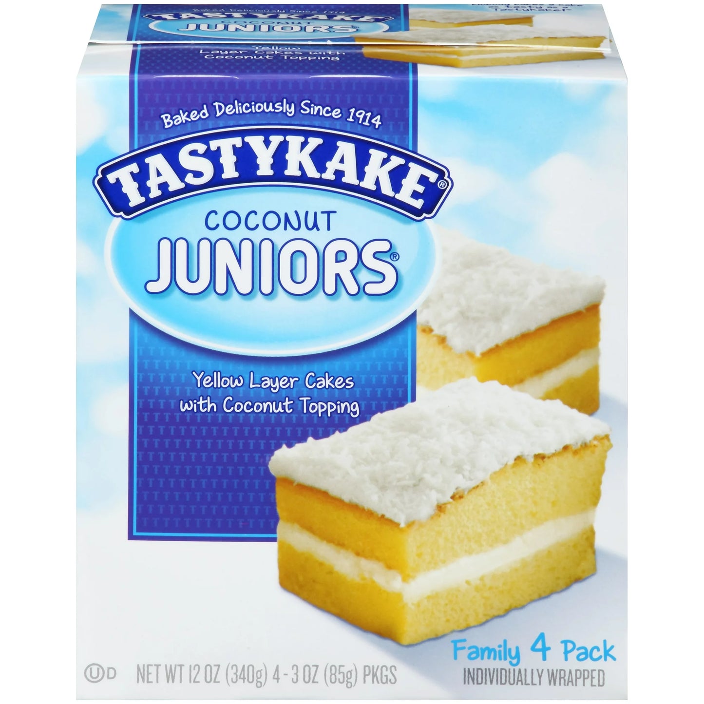 Tastykake Coconut Juniors, 4 Count, Individually Wrapped Snack Cakes