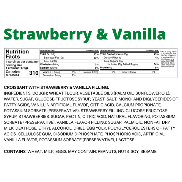 7Days Soft Croissant, Strawberry & Vanilla, Breakfast Pastry Snacks (6 Pack)