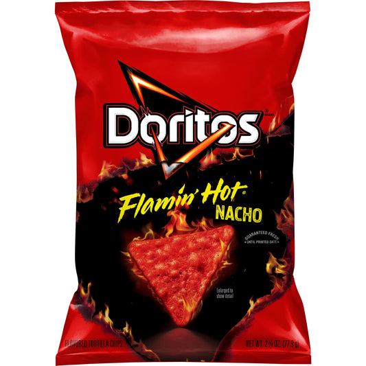 Doritos Flamin' Hot Nacho Flavored Tortilla Chips, 2 1/2oz (24 Pack)