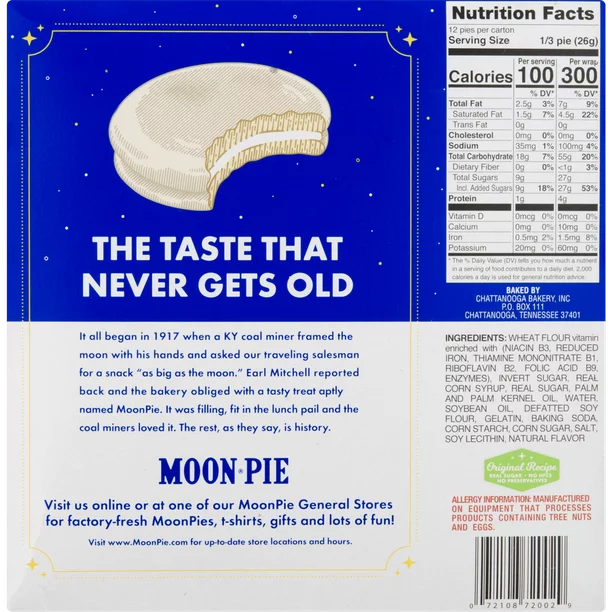 Moon Pie Double Decker Vanilla Marshmallow Sandwich, 2.75 Oz., 12 Count