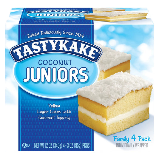 Tastykake Coconut Juniors, 4 Count, Individually Wrapped Snack Cakes