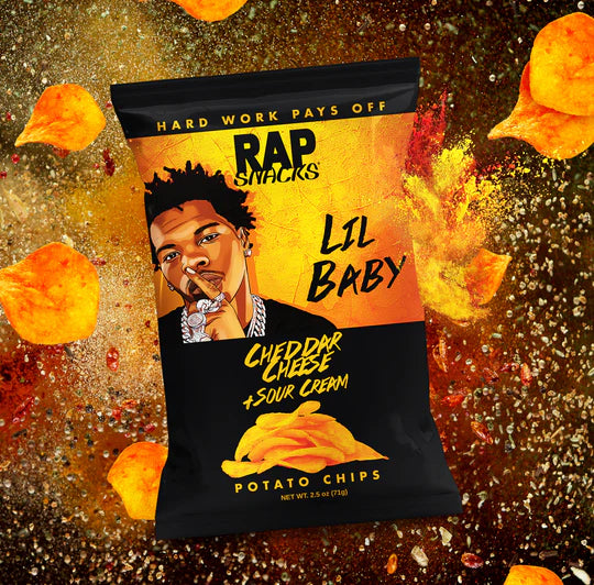 Rap Snacks  Cheddar & Sour Cream - LIL BABY  Potato Chips 2.5 Oz Bag