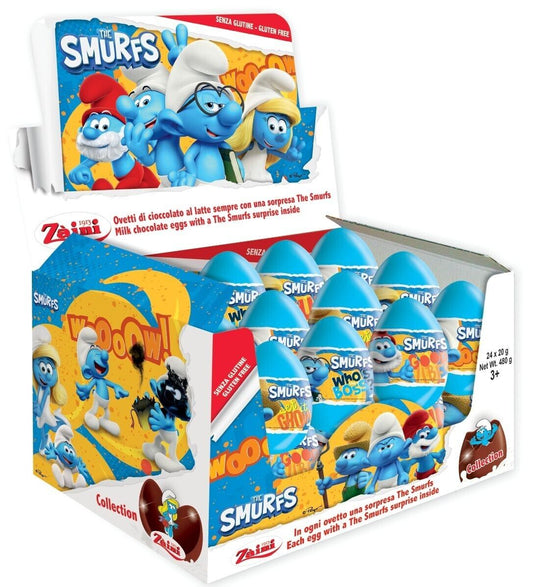 The Smurfs Surprise Milk Chocolate Eggs with Prize Inside 24 Eggs Display Box