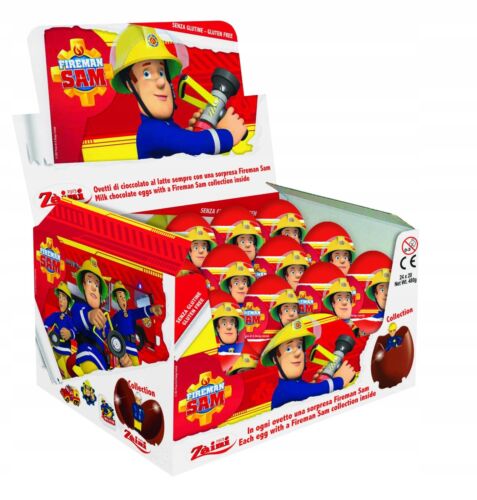 Fireman SAM Surprise Milk Chocolate Eggs with Prize Inside 24 Eggs Display Box